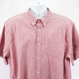 Jachs MFG Men's Heritage Chambray Red / Pink Short Sleeve Button Down 2XL Cotton
